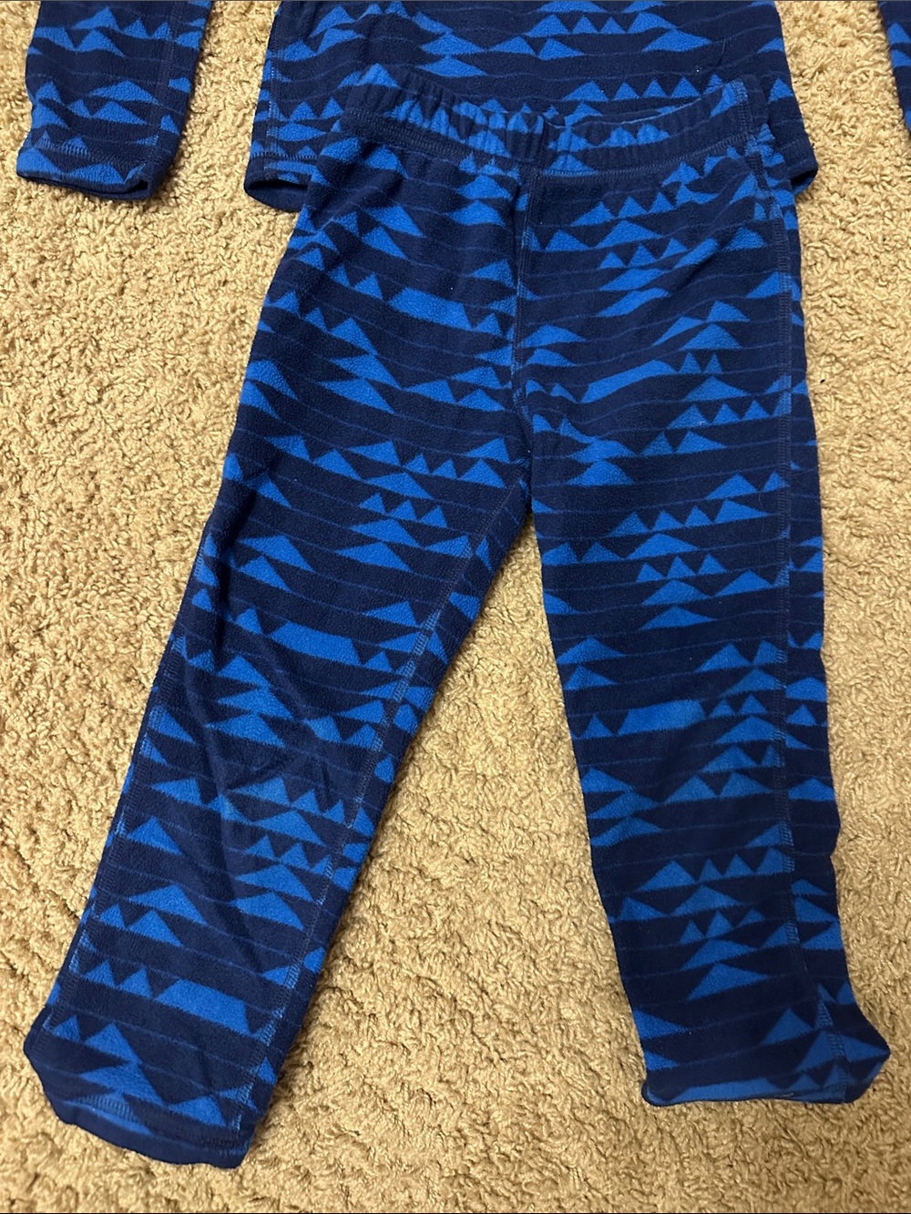 Blue Geo-Pattern Kids Fleece Base Layer Set - Picture 5 of 5